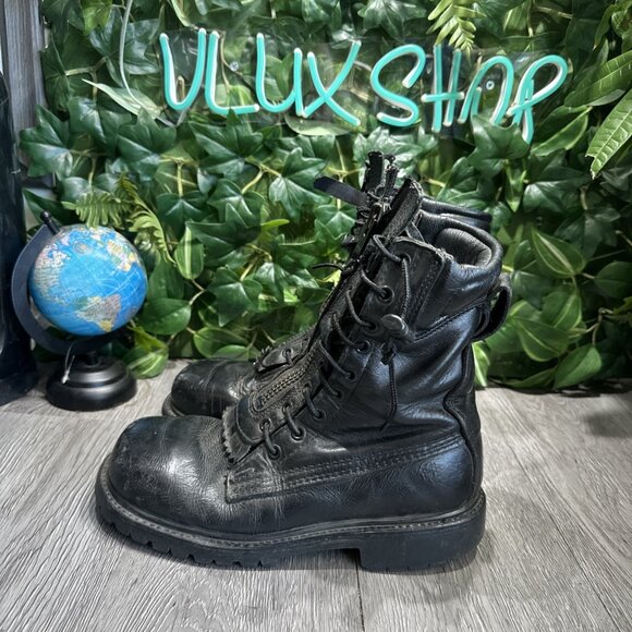 Union Made in The USA Fire Safety Zipper Boots Black Leather Men's size 6 E - Picture 4 of 11